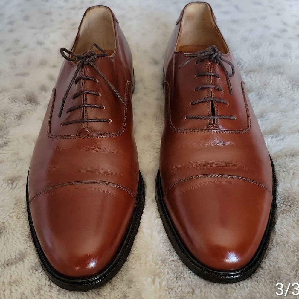 SALVATORE FERRAGAMO CAP TOE COGNAC OXFORD
